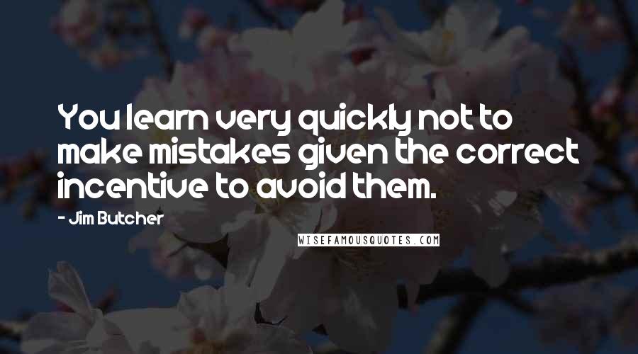 Jim Butcher Quotes: You learn very quickly not to make mistakes given the correct incentive to avoid them.