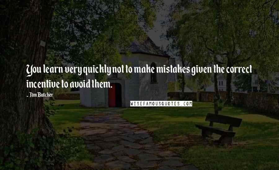 Jim Butcher Quotes: You learn very quickly not to make mistakes given the correct incentive to avoid them.