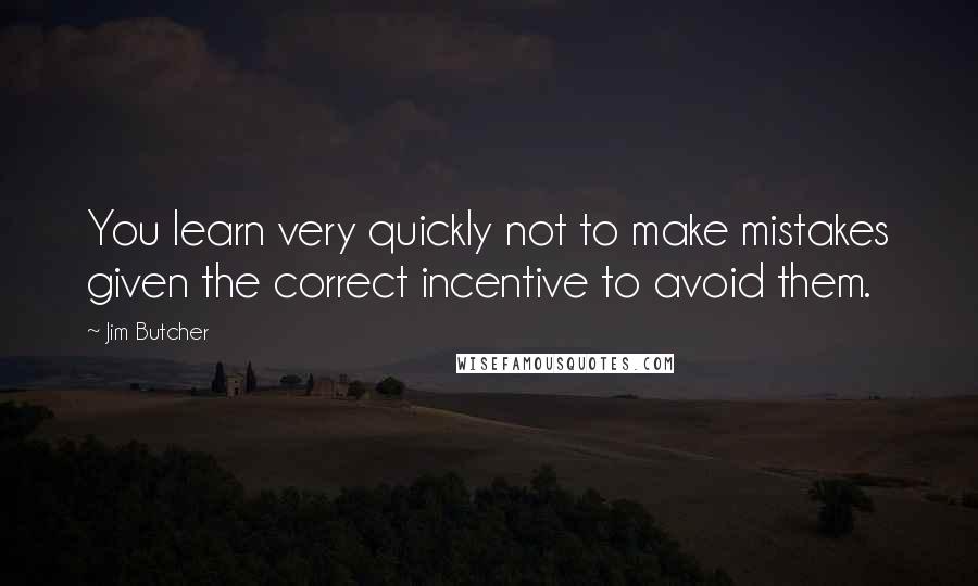 Jim Butcher Quotes: You learn very quickly not to make mistakes given the correct incentive to avoid them.