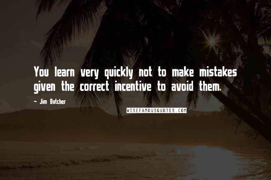 Jim Butcher Quotes: You learn very quickly not to make mistakes given the correct incentive to avoid them.