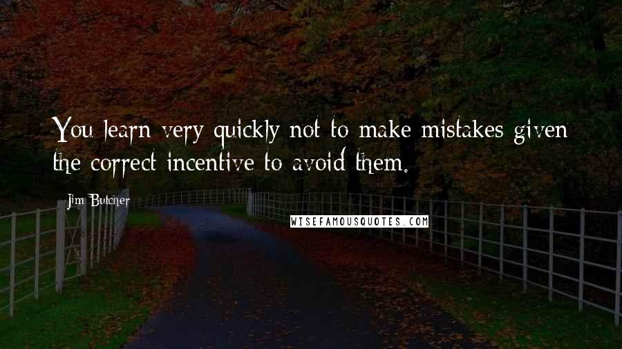 Jim Butcher Quotes: You learn very quickly not to make mistakes given the correct incentive to avoid them.