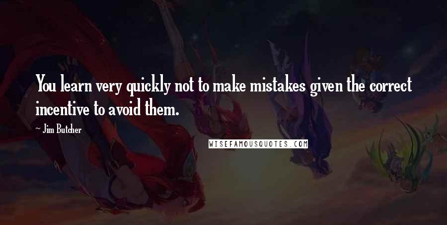 Jim Butcher Quotes: You learn very quickly not to make mistakes given the correct incentive to avoid them.