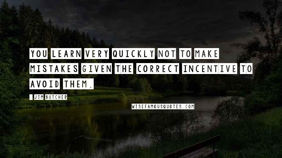 Jim Butcher Quotes: You learn very quickly not to make mistakes given the correct incentive to avoid them.