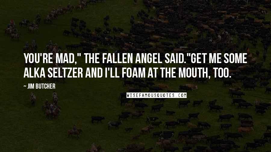 Jim Butcher Quotes: You're mad," the fallen angel said."Get me some Alka Seltzer and I'll foam at the mouth, too.