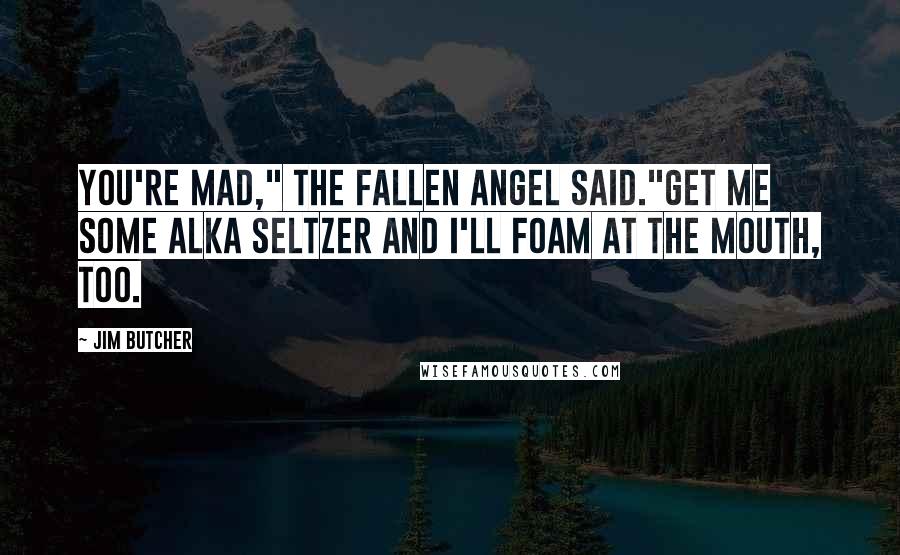 Jim Butcher Quotes: You're mad," the fallen angel said."Get me some Alka Seltzer and I'll foam at the mouth, too.