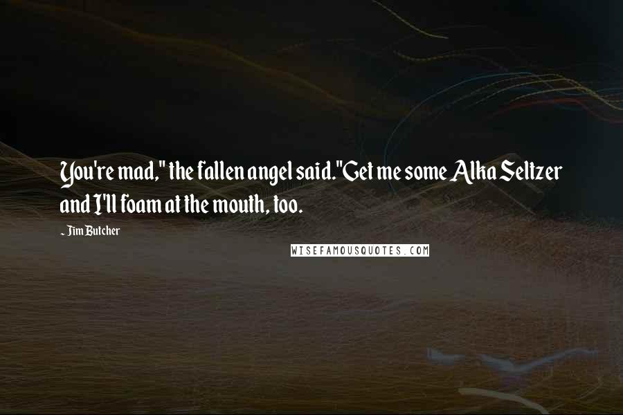 Jim Butcher Quotes: You're mad," the fallen angel said."Get me some Alka Seltzer and I'll foam at the mouth, too.
