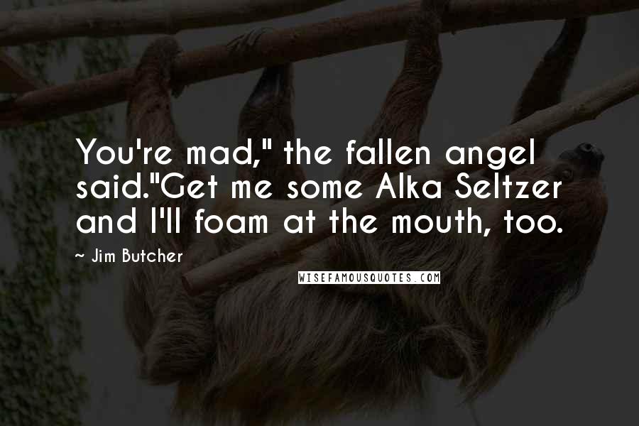 Jim Butcher Quotes: You're mad," the fallen angel said."Get me some Alka Seltzer and I'll foam at the mouth, too.