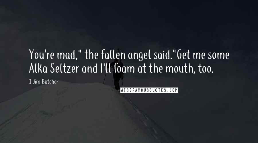 Jim Butcher Quotes: You're mad," the fallen angel said."Get me some Alka Seltzer and I'll foam at the mouth, too.