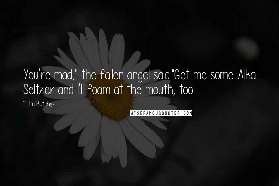 Jim Butcher Quotes: You're mad," the fallen angel said."Get me some Alka Seltzer and I'll foam at the mouth, too.