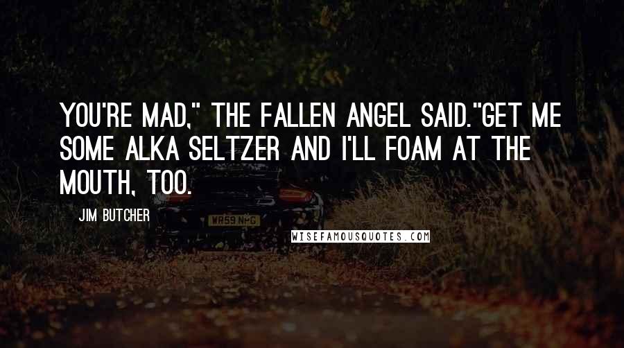 Jim Butcher Quotes: You're mad," the fallen angel said."Get me some Alka Seltzer and I'll foam at the mouth, too.
