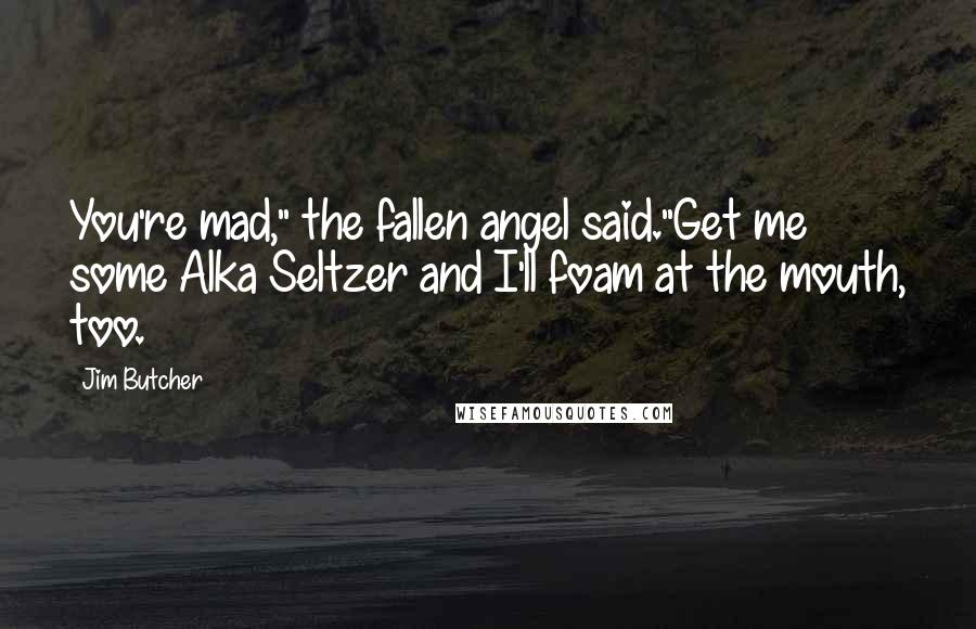 Jim Butcher Quotes: You're mad," the fallen angel said."Get me some Alka Seltzer and I'll foam at the mouth, too.