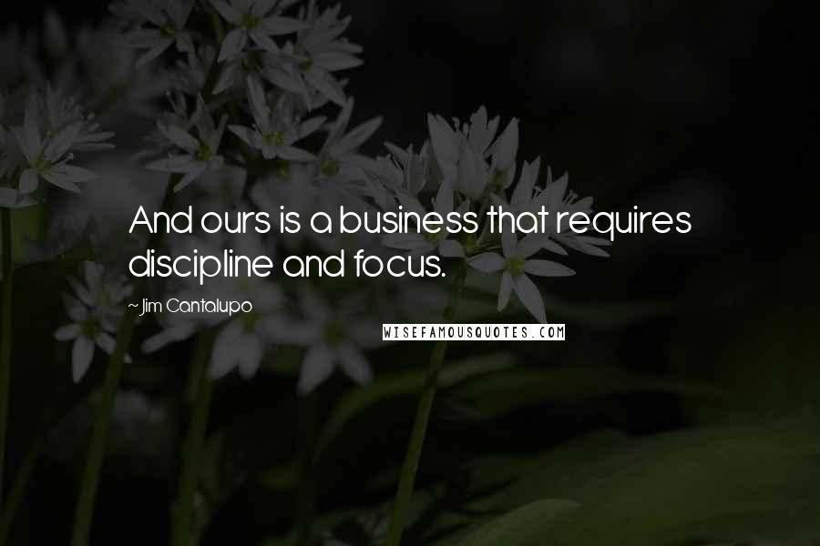 Jim Cantalupo Quotes: And ours is a business that requires discipline and focus.