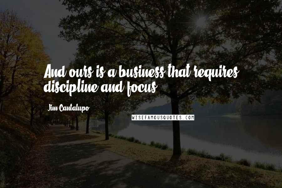 Jim Cantalupo Quotes: And ours is a business that requires discipline and focus.