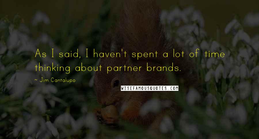 Jim Cantalupo Quotes: As I said, I haven't spent a lot of time thinking about partner brands.