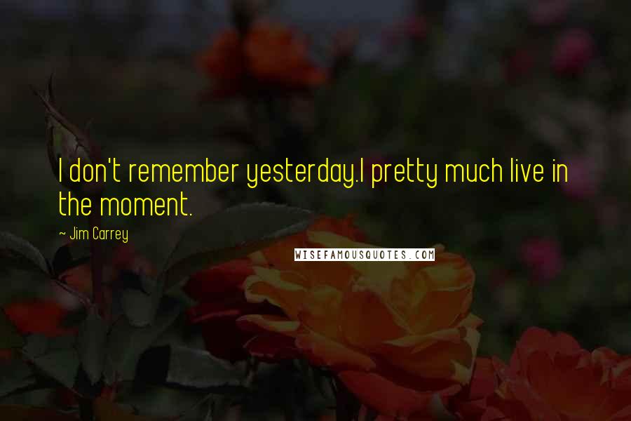 Jim Carrey Quotes: I don't remember yesterday.I pretty much live in the moment.