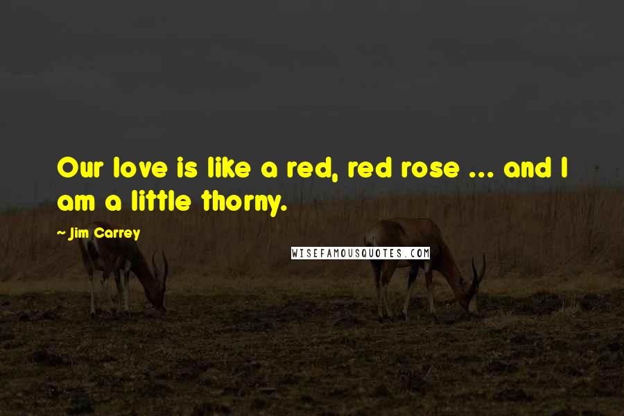 Jim Carrey Quotes: Our love is like a red, red rose ... and I am a little thorny.