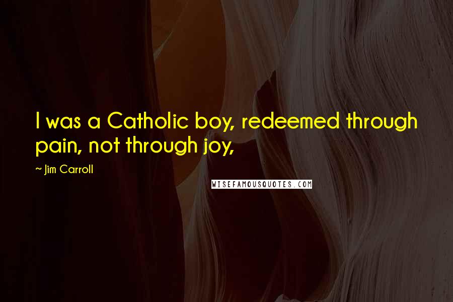 Jim Carroll Quotes: I was a Catholic boy, redeemed through pain, not through joy,