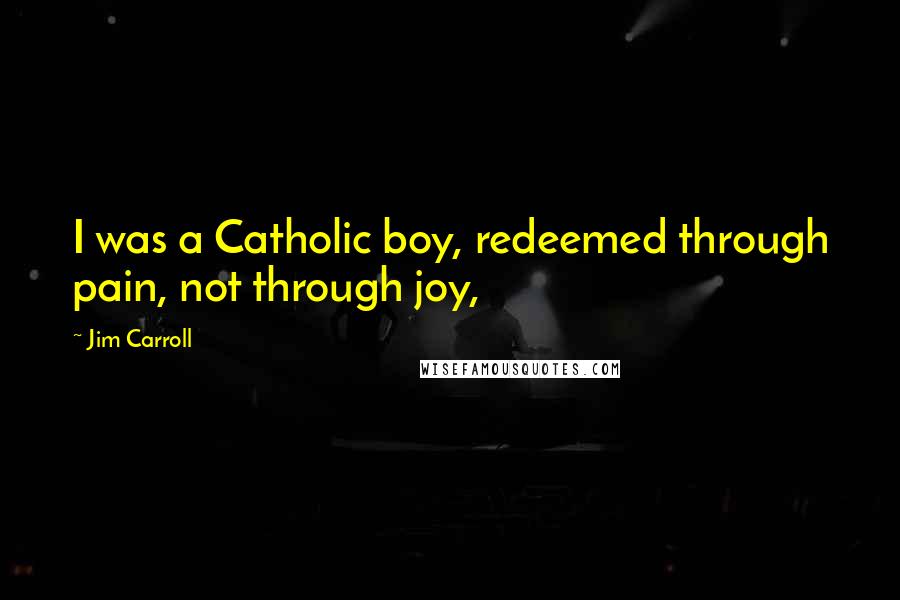 Jim Carroll Quotes: I was a Catholic boy, redeemed through pain, not through joy,