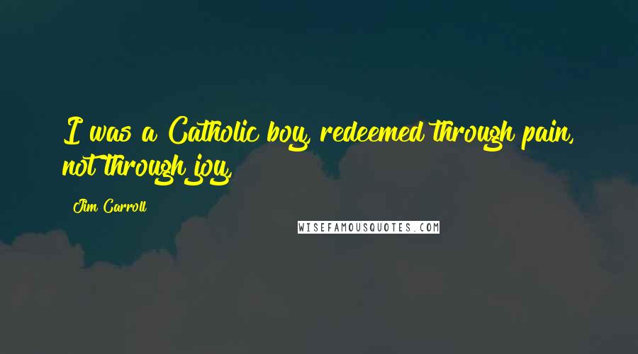 Jim Carroll Quotes: I was a Catholic boy, redeemed through pain, not through joy,