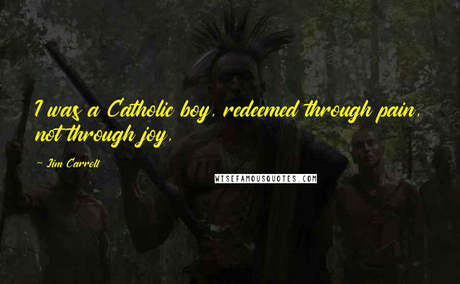 Jim Carroll Quotes: I was a Catholic boy, redeemed through pain, not through joy,