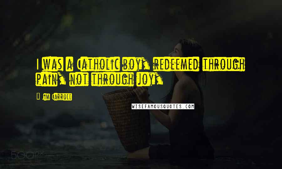 Jim Carroll Quotes: I was a Catholic boy, redeemed through pain, not through joy,