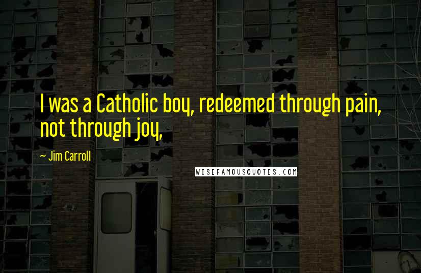 Jim Carroll Quotes: I was a Catholic boy, redeemed through pain, not through joy,