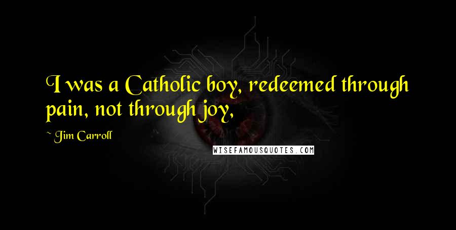 Jim Carroll Quotes: I was a Catholic boy, redeemed through pain, not through joy,
