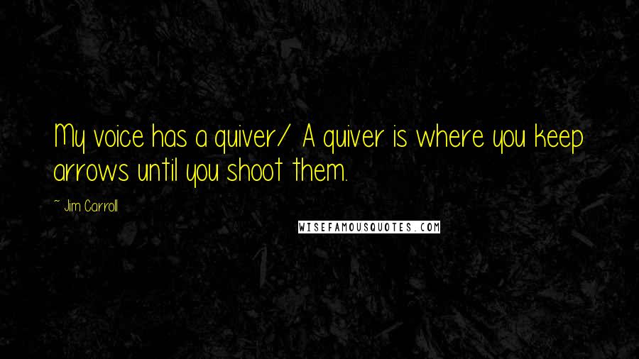 Jim Carroll Quotes: My voice has a quiver/ A quiver is where you keep arrows until you shoot them.