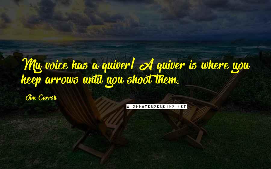 Jim Carroll Quotes: My voice has a quiver/ A quiver is where you keep arrows until you shoot them.