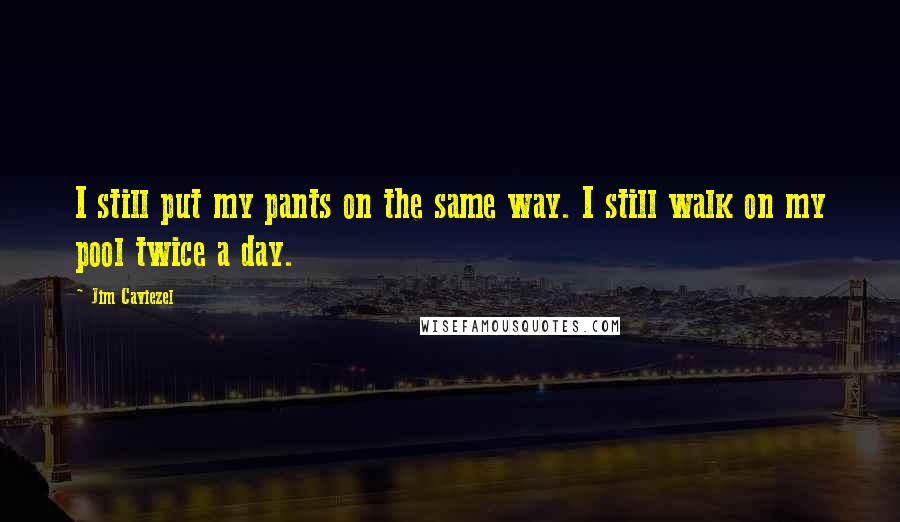 Jim Caviezel Quotes: I still put my pants on the same way. I still walk on my pool twice a day.