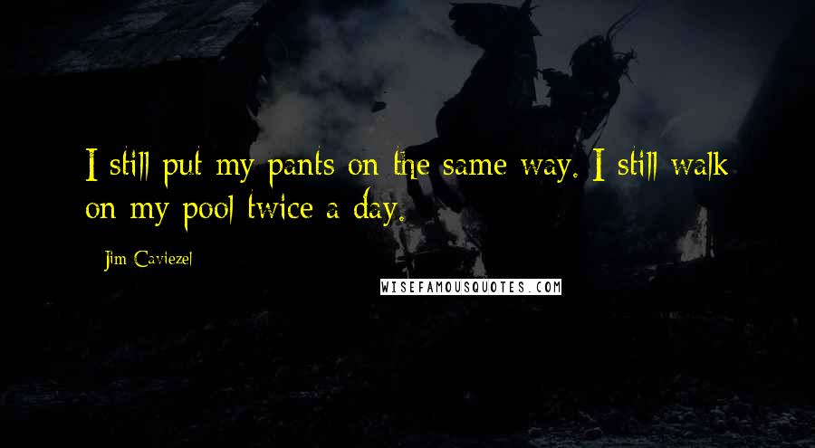 Jim Caviezel Quotes: I still put my pants on the same way. I still walk on my pool twice a day.