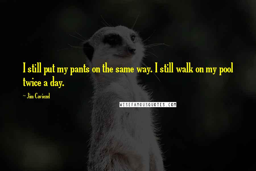 Jim Caviezel Quotes: I still put my pants on the same way. I still walk on my pool twice a day.