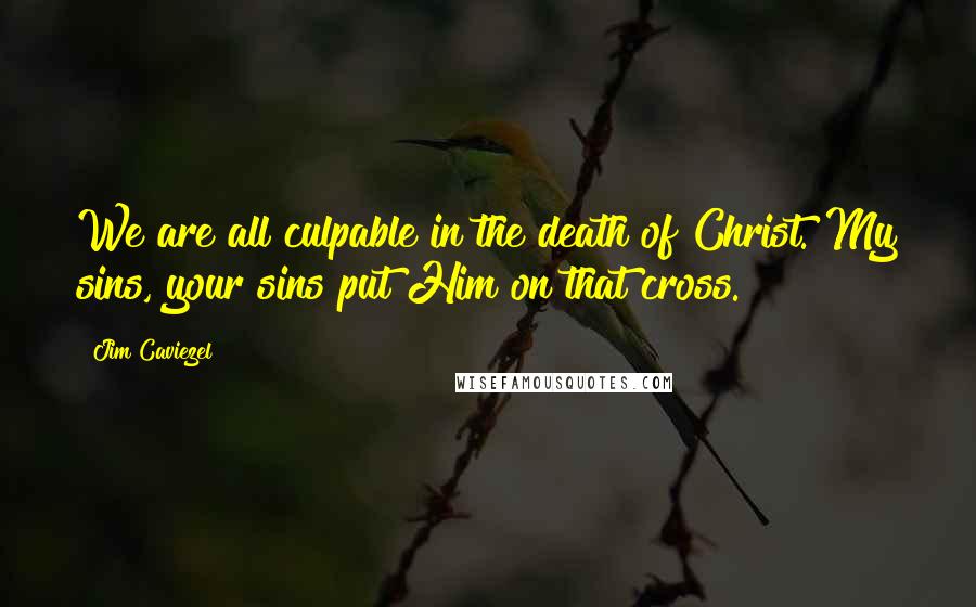 Jim Caviezel Quotes: We are all culpable in the death of Christ. My sins, your sins put Him on that cross.