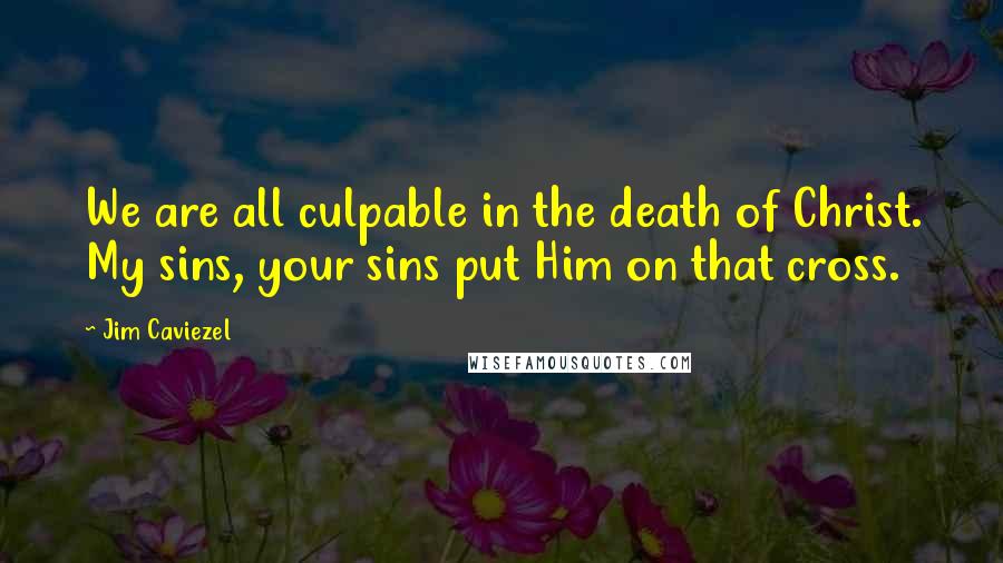 Jim Caviezel Quotes: We are all culpable in the death of Christ. My sins, your sins put Him on that cross.
