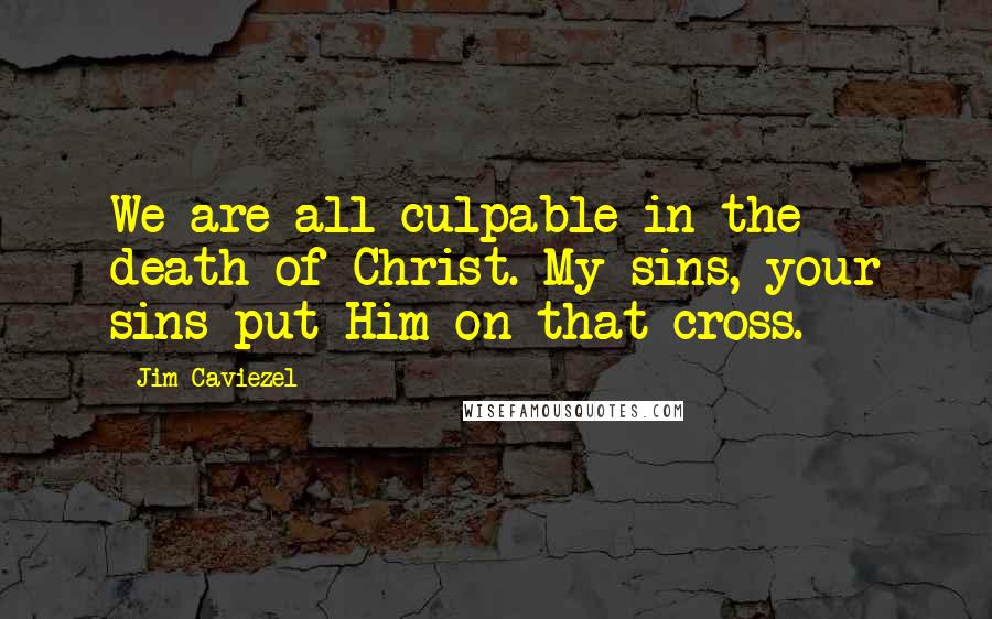 Jim Caviezel Quotes: We are all culpable in the death of Christ. My sins, your sins put Him on that cross.