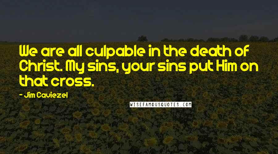 Jim Caviezel Quotes: We are all culpable in the death of Christ. My sins, your sins put Him on that cross.
