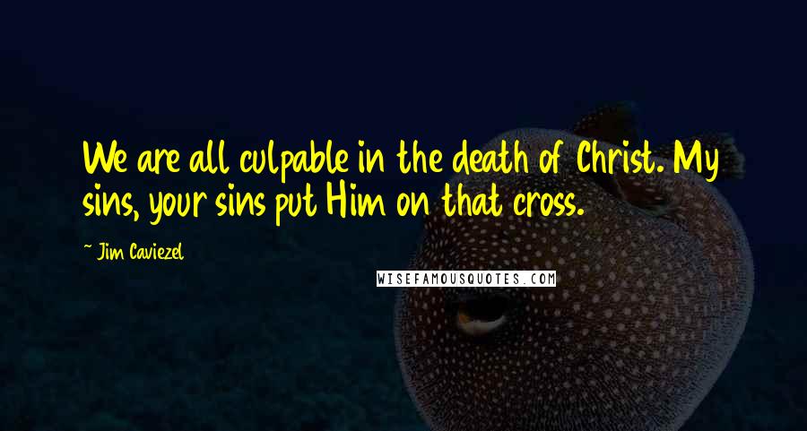 Jim Caviezel Quotes: We are all culpable in the death of Christ. My sins, your sins put Him on that cross.
