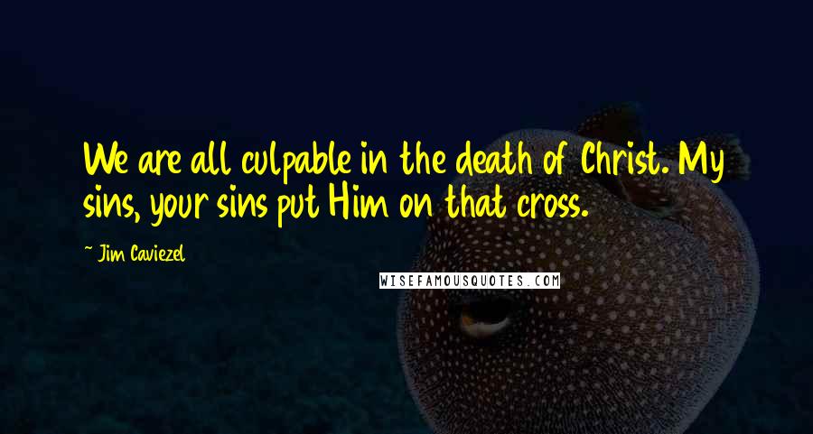 Jim Caviezel Quotes: We are all culpable in the death of Christ. My sins, your sins put Him on that cross.