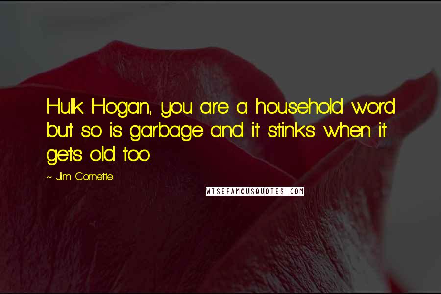 Jim Cornette Quotes: Hulk Hogan, you are a household word but so is garbage and it stinks when it gets old too.