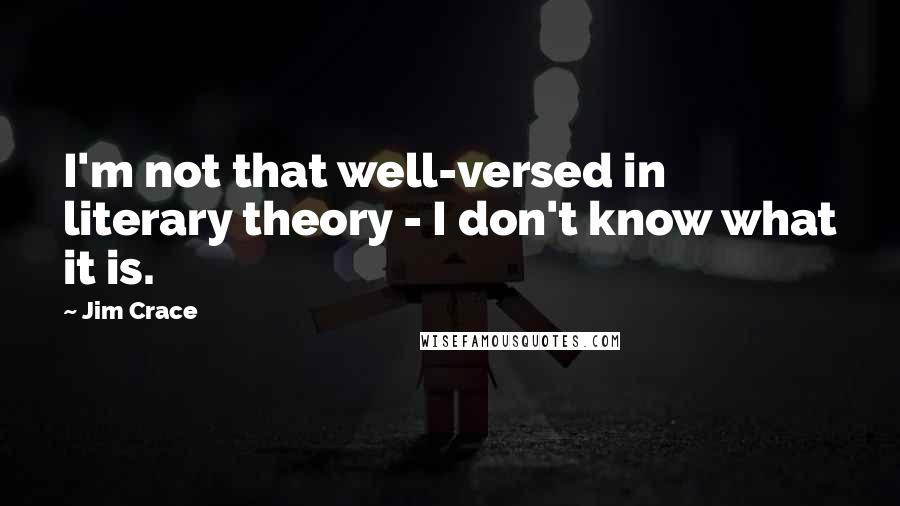 Jim Crace Quotes: I'm not that well-versed in literary theory - I don't know what it is.