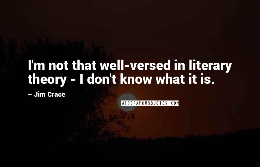 Jim Crace Quotes: I'm not that well-versed in literary theory - I don't know what it is.