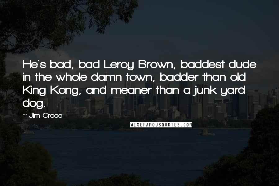Jim Croce Quotes: He's bad, bad Leroy Brown, baddest dude in the whole damn town, badder than old King Kong, and meaner than a junk yard dog.