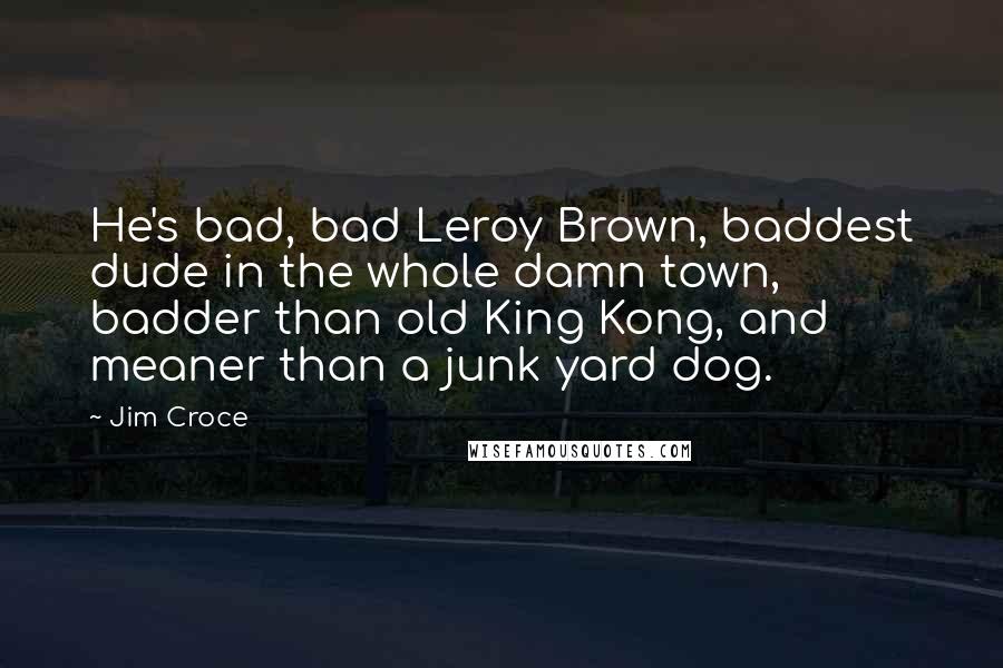 Jim Croce Quotes: He's bad, bad Leroy Brown, baddest dude in the whole damn town, badder than old King Kong, and meaner than a junk yard dog.