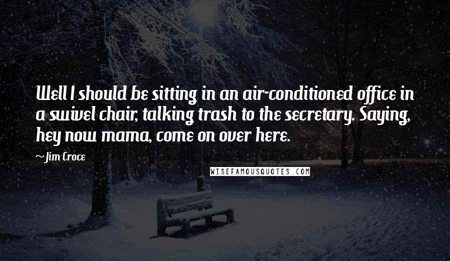 Jim Croce Quotes: Well I should be sitting in an air-conditioned office in a swivel chair, talking trash to the secretary. Saying, hey now mama, come on over here.