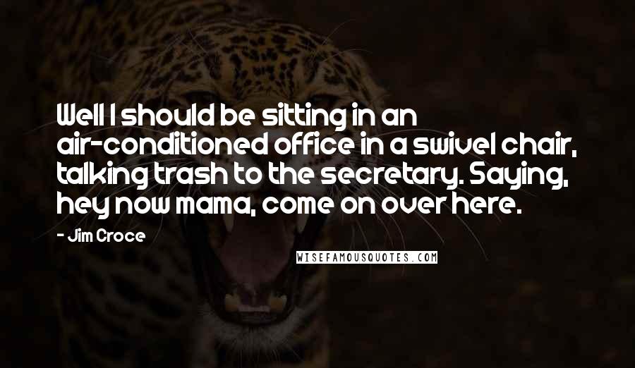 Jim Croce Quotes: Well I should be sitting in an air-conditioned office in a swivel chair, talking trash to the secretary. Saying, hey now mama, come on over here.