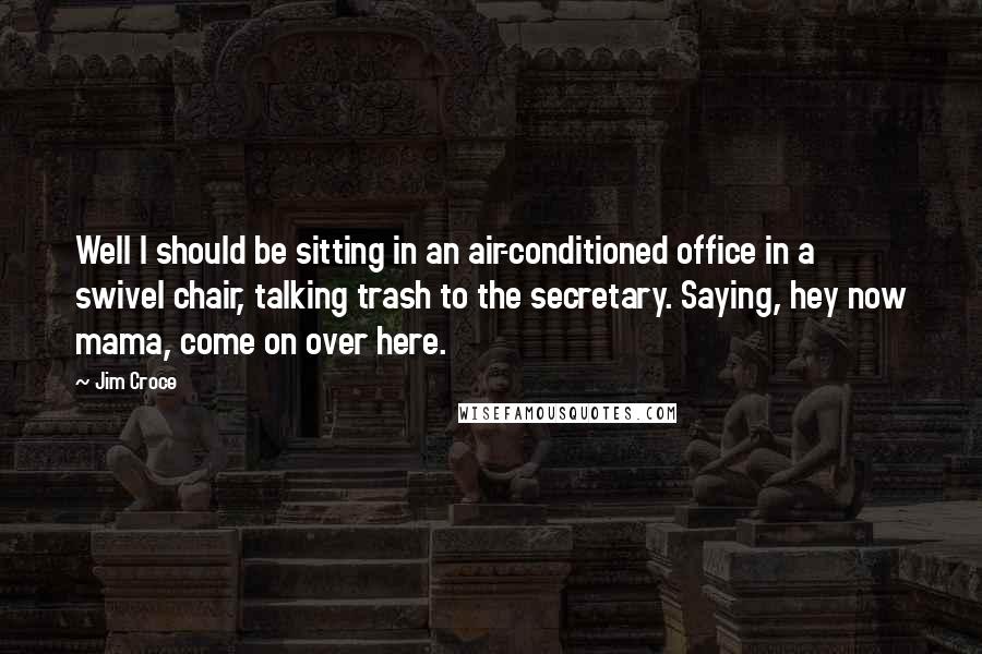 Jim Croce Quotes: Well I should be sitting in an air-conditioned office in a swivel chair, talking trash to the secretary. Saying, hey now mama, come on over here.