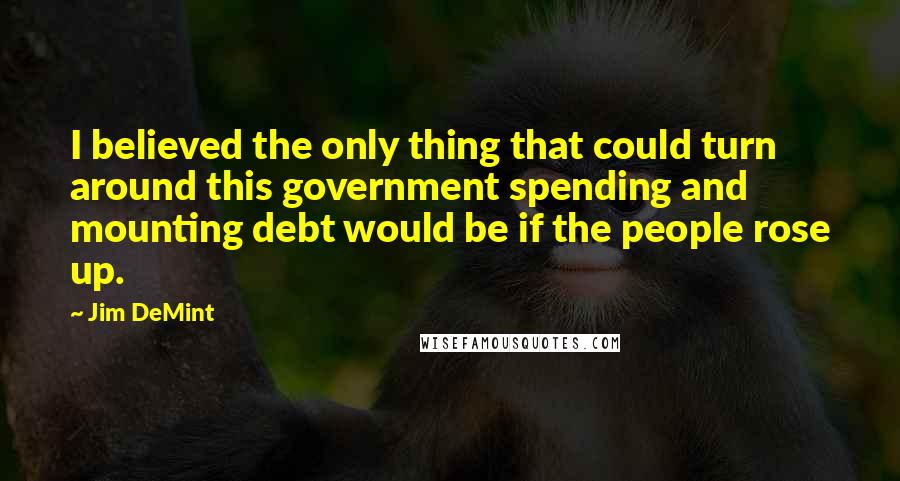 Jim DeMint Quotes: I believed the only thing that could turn around this government spending and mounting debt would be if the people rose up.