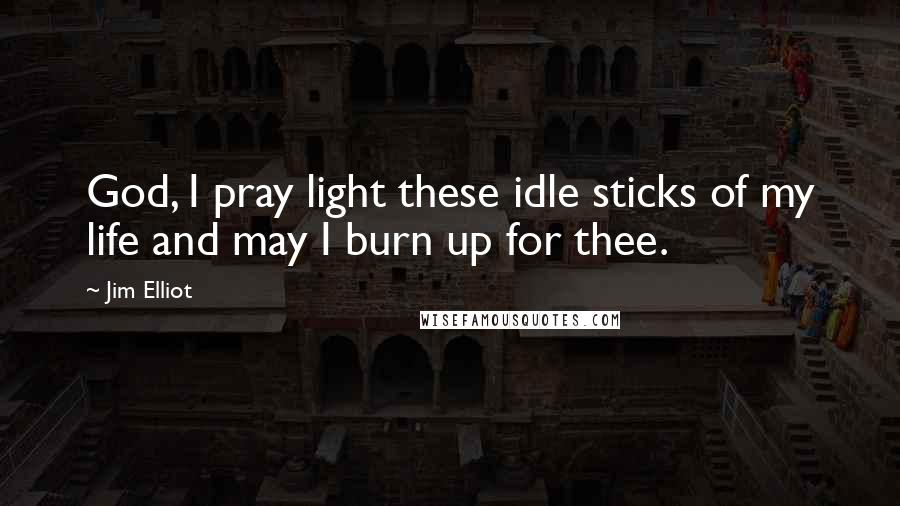 Jim Elliot Quotes: God, I pray light these idle sticks of my life and may I burn up for thee.