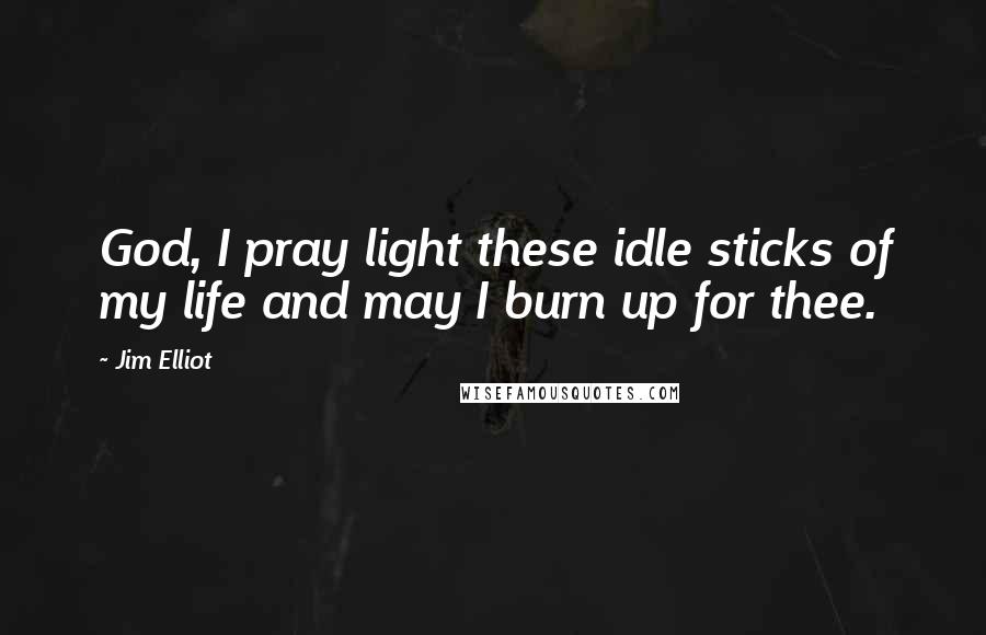 Jim Elliot Quotes: God, I pray light these idle sticks of my life and may I burn up for thee.