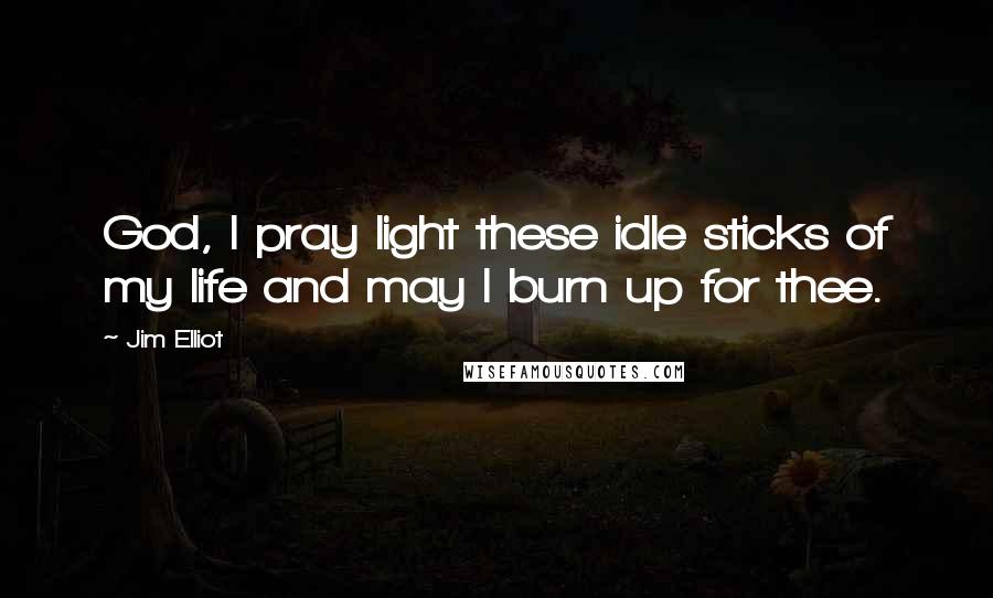 Jim Elliot Quotes: God, I pray light these idle sticks of my life and may I burn up for thee.